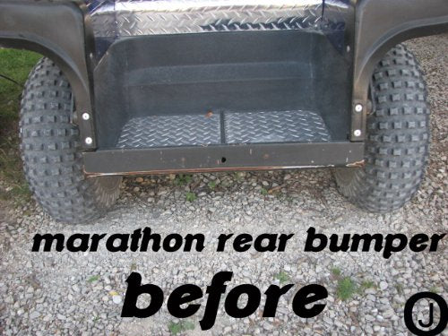 Fits Ezgo Marathon Golf Cart Powder Coated Aluminum Diamond Plate Rear Bumper Cover