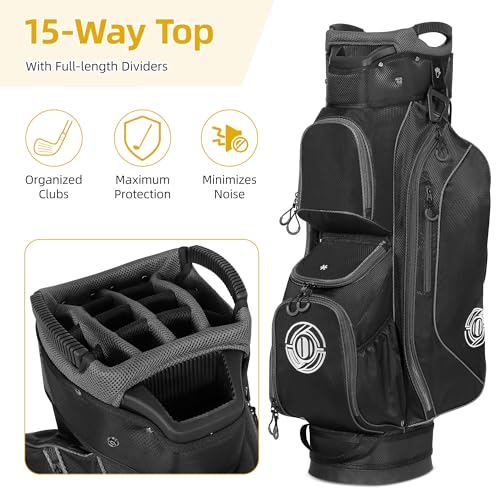 Shopsource Golf Cart Bag, 15 Way Top Lightweight Golf Bag, Golf Club Cart Bags for Men Women with Full-Length Dividers, Dedicate