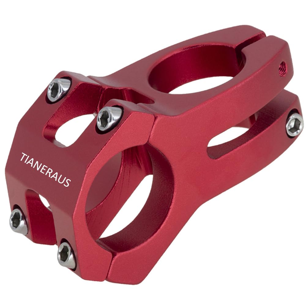 Tianeraus Bike Stem 45Mm Short Bicycle Stem Handlebar Riser Extender For Road Bike, Mountain Bike, Mtb, Bmx, Cycling (Red)