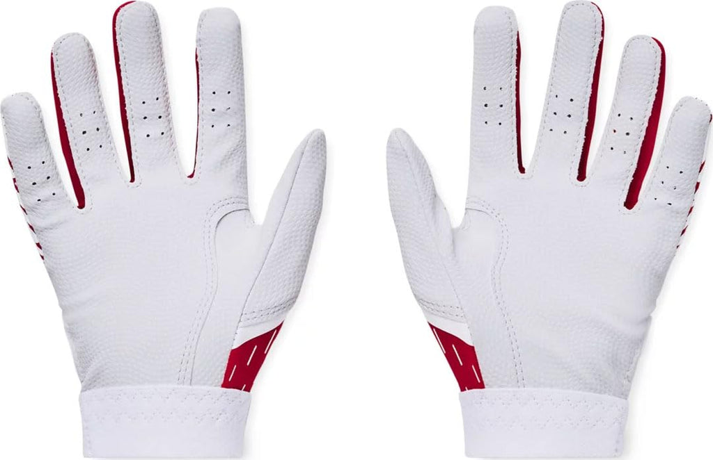 Under Armour Boys Clean Up T Ball Gloves, (101) White/Red/Red, One Size Fits Most