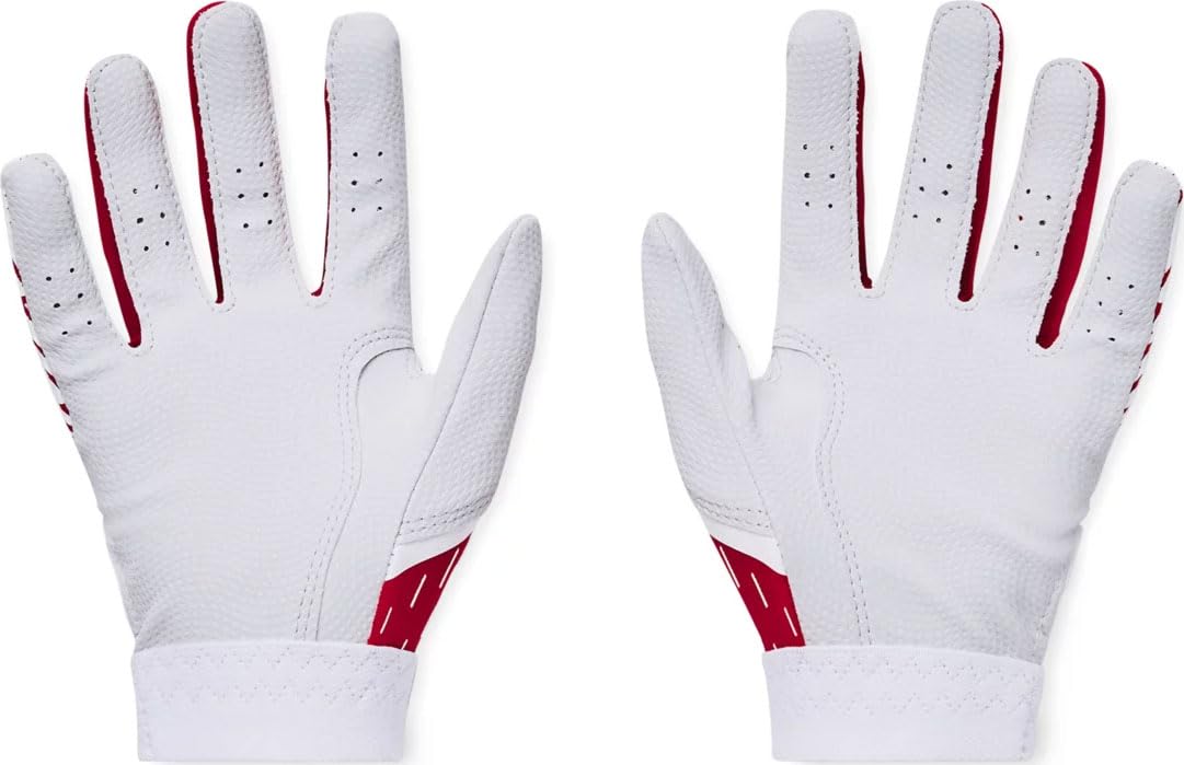 Under Armour Boys Clean Up T Ball Gloves, (101) White/Red/Red, One Size Fits Most