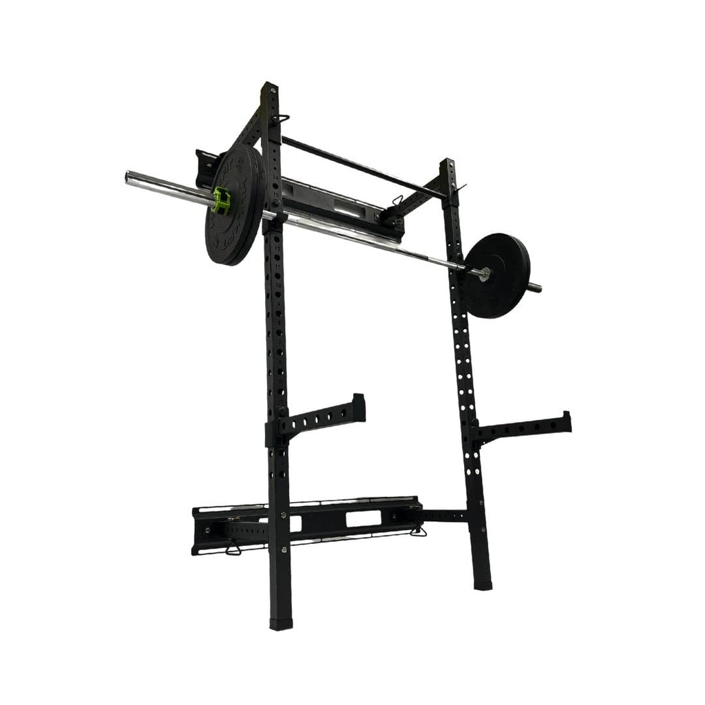 Hulkfit Pro Series 2.35       X 2.35       Steel Folding Wall Mounted Power Rack Cage With Attachment Accessories - J Hooks And