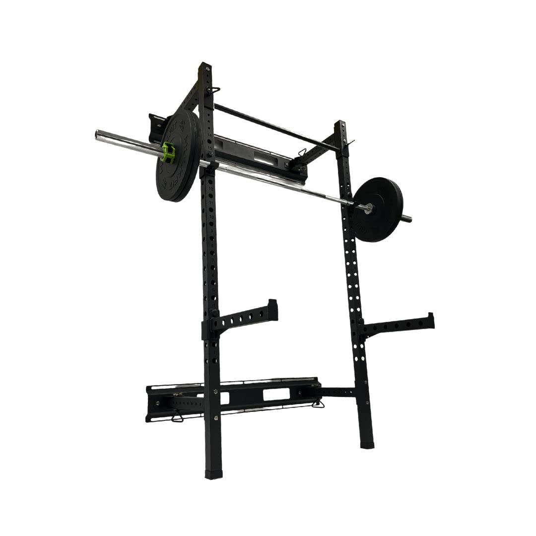 Hulkfit Pro Series 2.35       X 2.35       Steel Folding Wall Mounted Power Rack Cage With Attachment Accessories - J Hooks And