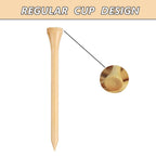 Mazel Natural Wood/Bamboo Golf Tees 2 3/4 Inch & 3 1/4 Inch,Pack 50,Reduce Friction & Side Spin,More Durable And Stable Golf Tee
