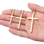 Iefshiny Stainless Steel Cross Pendant Necklaces For Men Pendant Chain 20 Inch Gold Religious Gifts For Women Men