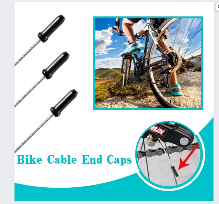 Bike Cable End Caps, Black Cable End Crimps, Bike Brake Cable End Tips For Road Mountain Bicycle, Pack Of 50