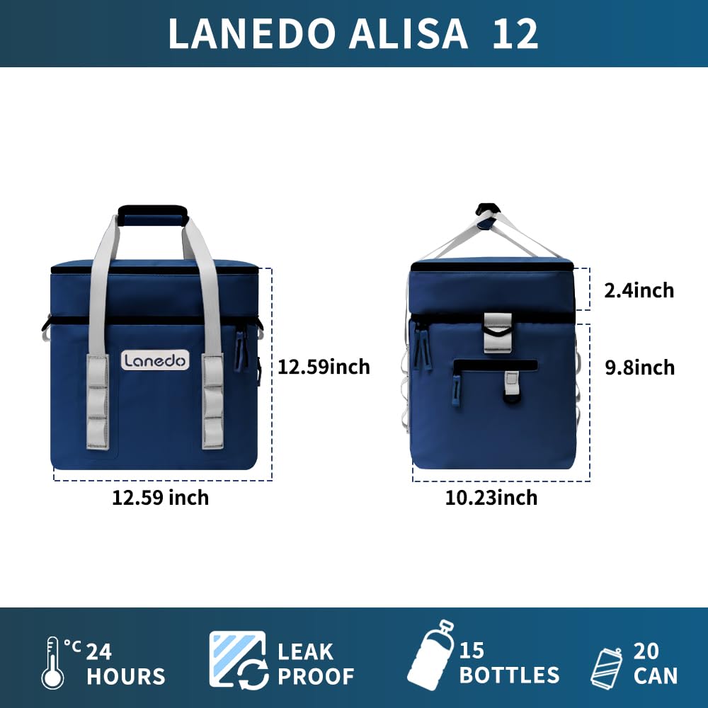 Lanedo Neptune Lunch Soft Cooler 20 Can, Insulated Bag Portable Ice Chest Box For Lunch, Beach, Drink, Beverage, Travel, Camping