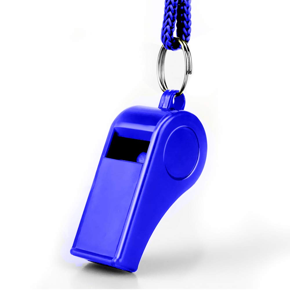 Hipat Whistle With Lanyard, 2 Packs Blue Plastic Whistles, Extra Loud Sports Whistles Great For Coach, Referee, Basketball, Life