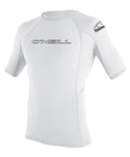 ONeill Wetsuits Wetsuits UV Sun Protection Mens Basic Skins Short Sleeve Crew Sun Shirt Rash Guard, White, Medium - M