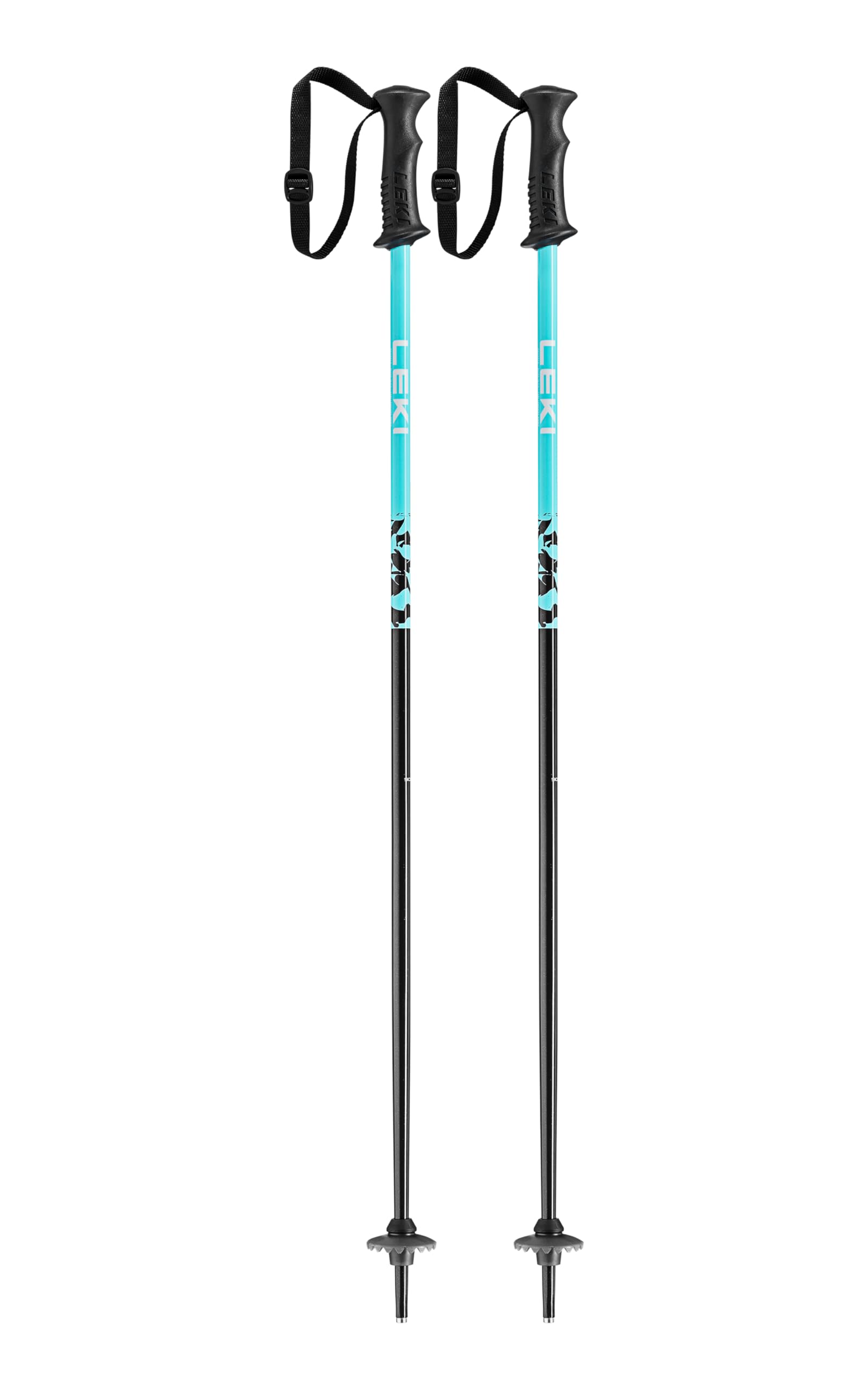 LEKI Kids Rider Lightweight Aluminum Ski Poles for Alpine Skiing - Darkblue-Light Turquoise-White - 95 cm