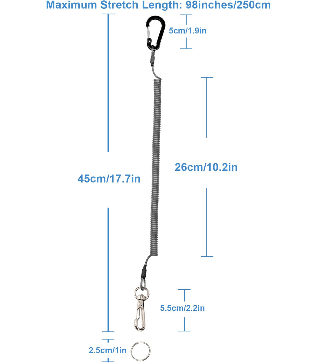 Lix&Rix Rotatable Stretchy Coil Lanyards For Fishing Equipmemt Kayak Paddle Tether Tools Leash,Black 3Pcs.