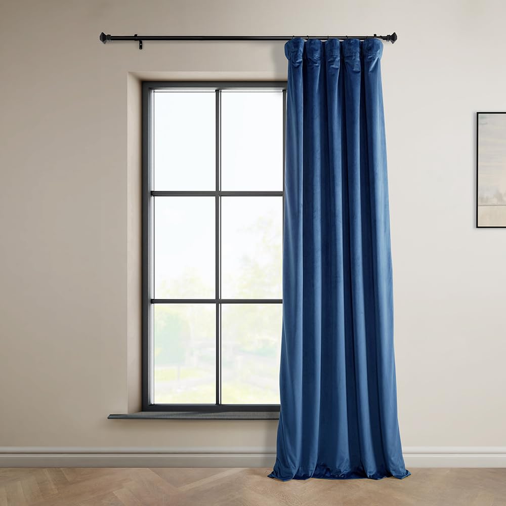 Hpd Half Price Drapes Heritage Plush Velvet Curtains For Bedroom  Living Room 50 X 84, Vpyc-198604-84 (1 Panel) Pisces Blue