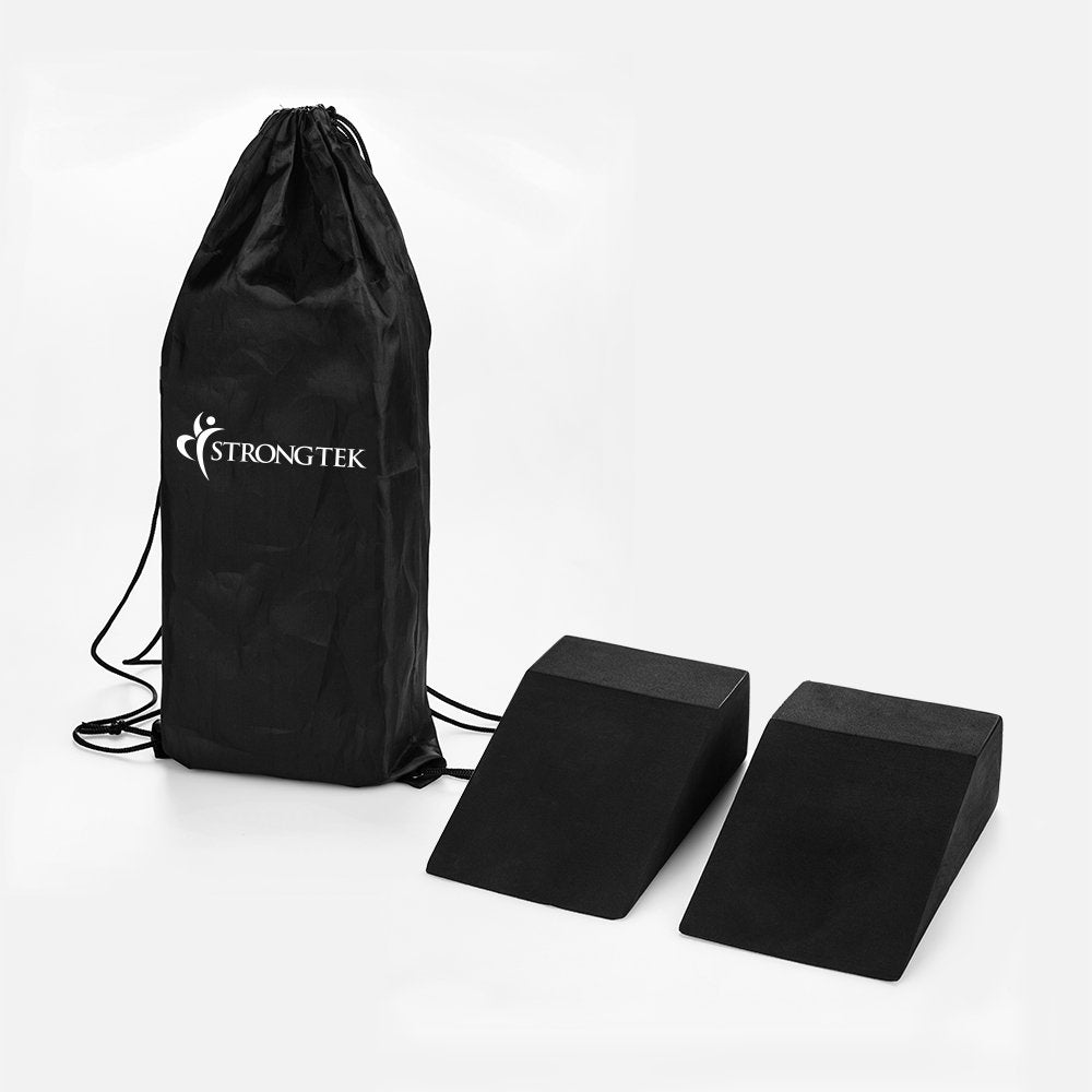 Strongtek Yoga Foam Wedge Blocks (Pair) Soft Wrist Wedge, Supportive Foot Exercise Accessories, Balance, Strength, Yoga Strap, P