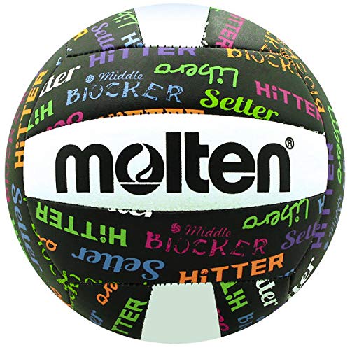 Molten Volleyball Positions Recreational Volleyball, Black/Neon Colors, Official, Ms500-Vbp