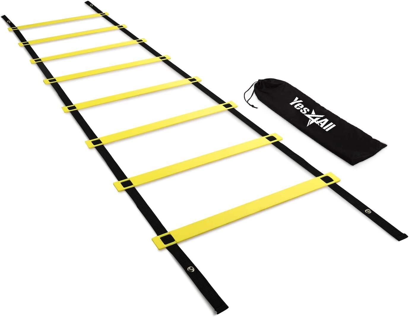 Yes4All Speed Agility Ladder Training Equipment - 8 Rungs Yellow, Suit for Soccer, Sports, Footwork & Fitness Exercises, with In