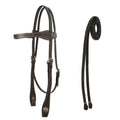 Tahoe Tack Barbwire Leather Western Hand Tooled Browband Headstall With Matching Split Reins, Mini, Mahogany
