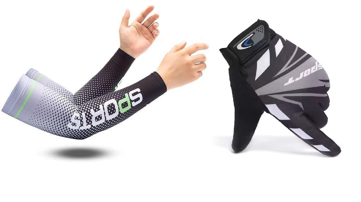 Leosportz Riding Gloves With Arm Sleeves  Uv Protection Sleeves For Men Women | Motocross Stretchable Gloves Driving Gloves (Gr