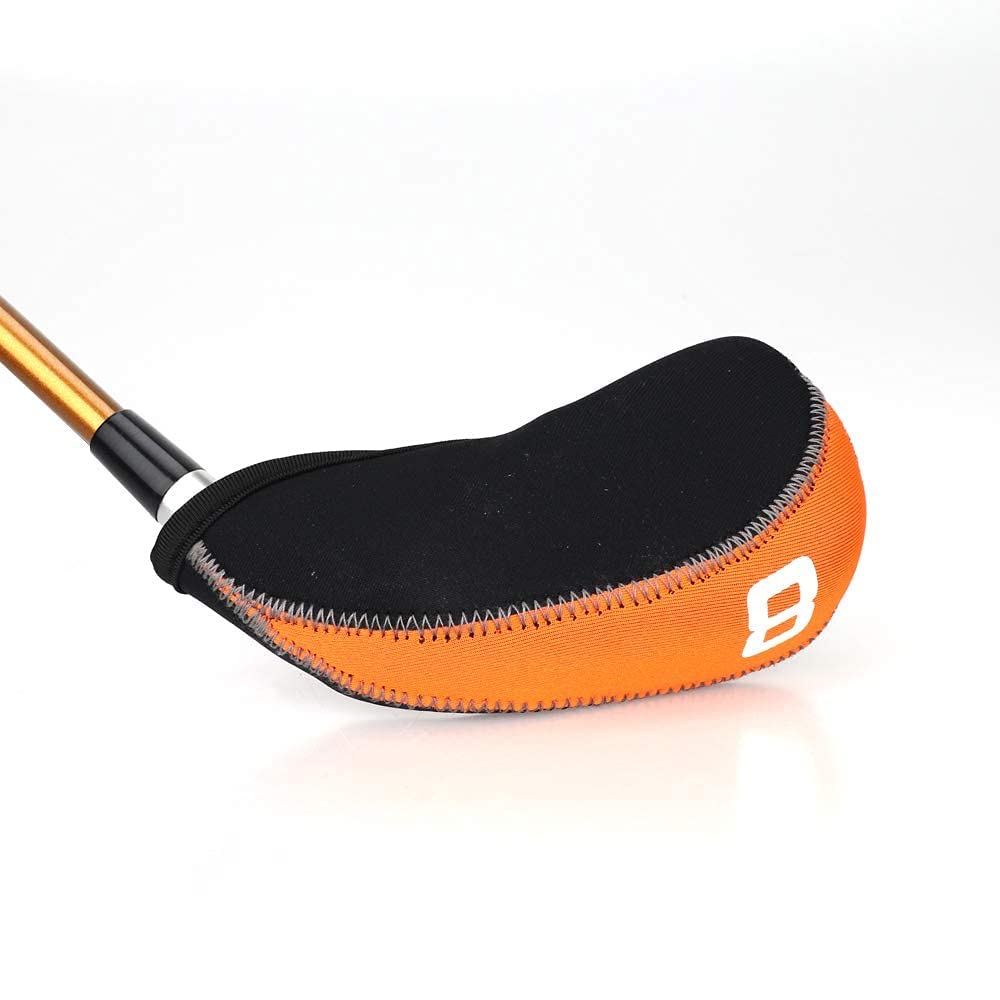 11Pcs/Set Neoprene Iron Headcover Set With Large No. For All Brands Callaway,Ping,Taylormade,Cobra Etc. (Orange & Black)