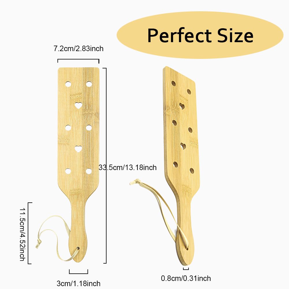 Bamboo Wood Paddle Lightweight Wooden Paddle With Airflow Holes, 13.3 Inch