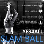 Yes4All 25 Lbs Slam Ball For Strength, Power Workout - Fitness Exercise Ball With Grip Tread & Durable Rubber Shell (25 Lbs, Bla