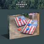 Hammer + Axe Bean Bag Cornhole Set Game American Flag Edition Includes- 8 Bean Bags, Two Regulation Quality 3X2 Boards