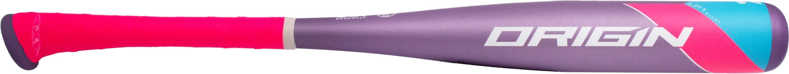 Axe Bat 2022 Origin (-11, 2-1/4'') Usabat Tee Ball Baseball Bat, 1-Piece Alloy, Purple/Pink/Blue, 26 In/15 Oz.