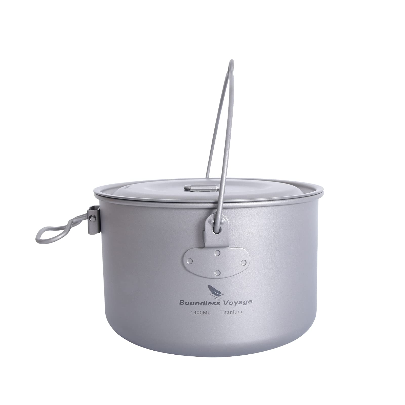 Ibasingo 1300Ml Outdoor Titanium Pot With Lid Folding Handle Camping Hiking Picnic Ultralight Bowl Tableware Only 166.5G Ti2043C