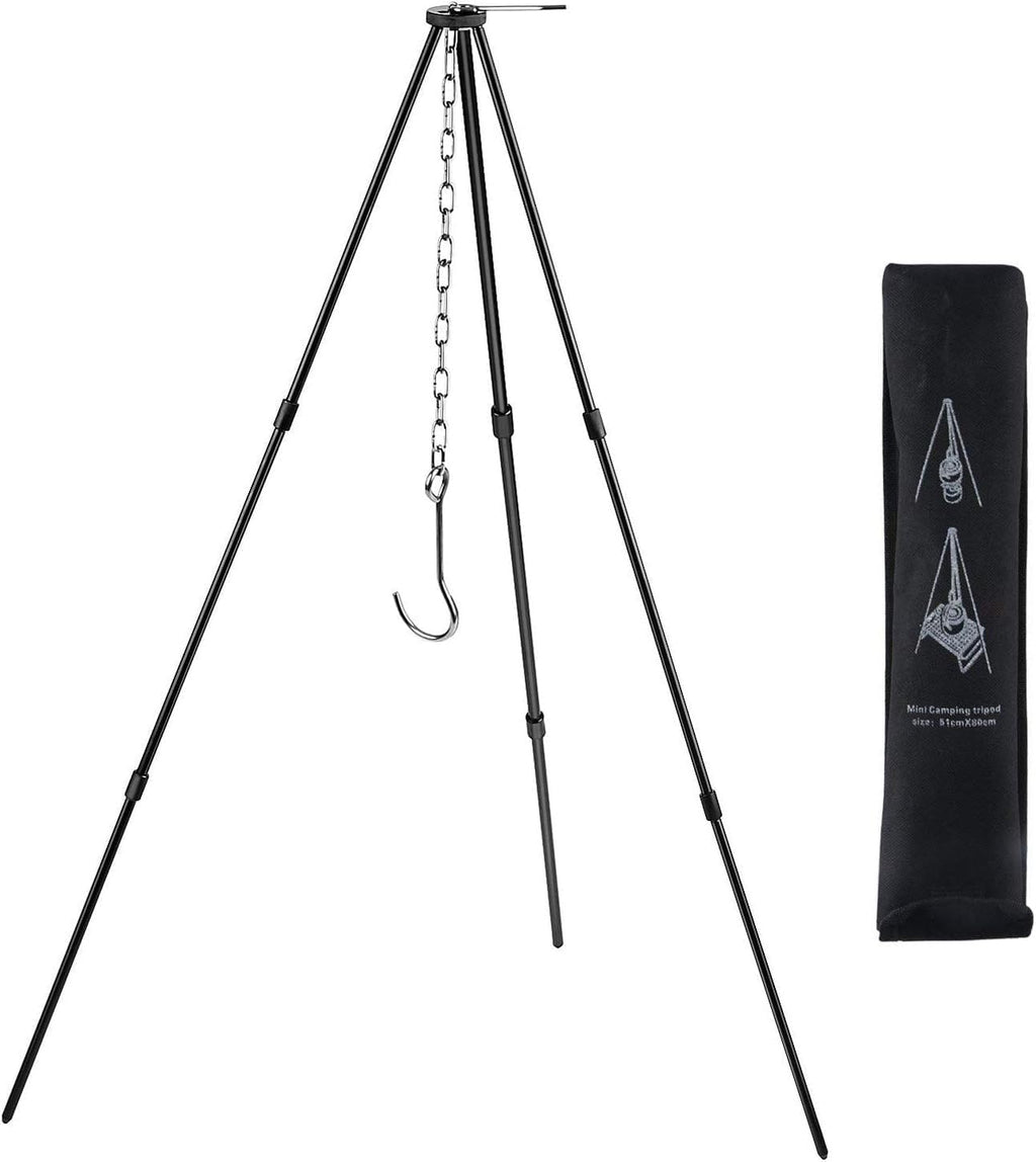 Camping Tripod Campfire Cooking Dutch Oven Tripod Mini Adjustable Grill Tripod Cooker Campfire Grill Stand Tripod Grilling Set C