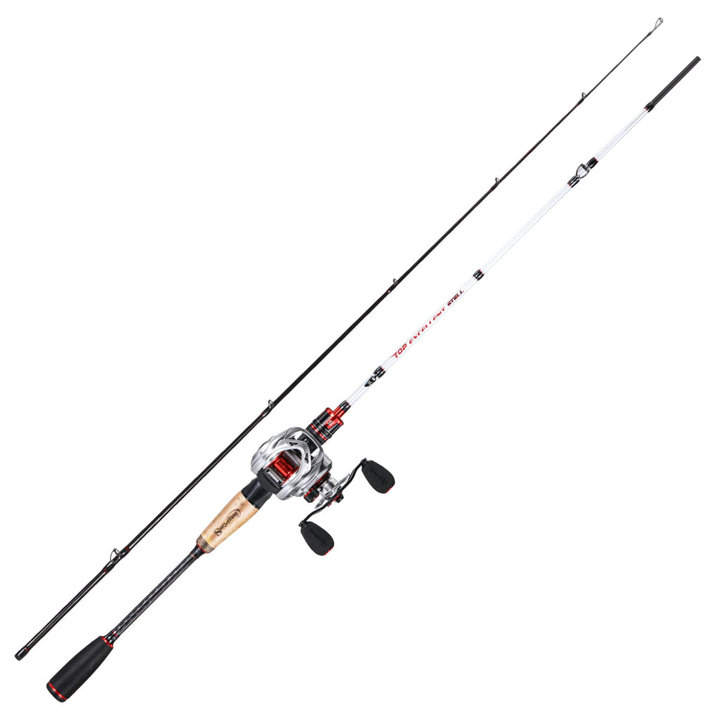 Sougayilang Baitcaster Combo, 2Pcs Fishing Rod And Reel Combo, Medium Heavy Fishing Pole With Baitcasting Reel Combo-6.9Ft With