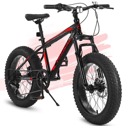 richvelo 20 Inch Mountain Bike for Kids and Teenagers, High Carbon Steel Frame, Disc Brakes, Durable Wide Tires, Front Suspensio