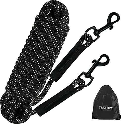Taglory Dog Tie Out, Long Rope Leash For Dog Training, 50 Ft Heavy Duty Lead With Reflective Stitching For Large Medium Small Do