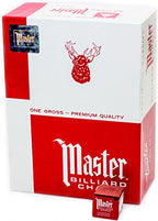 Master Billiard Fessional Billiards Chalk For Smooth, Even Coating On Cue Tippool Chalk, Pack Of 144 Cubes, Red, With Protective