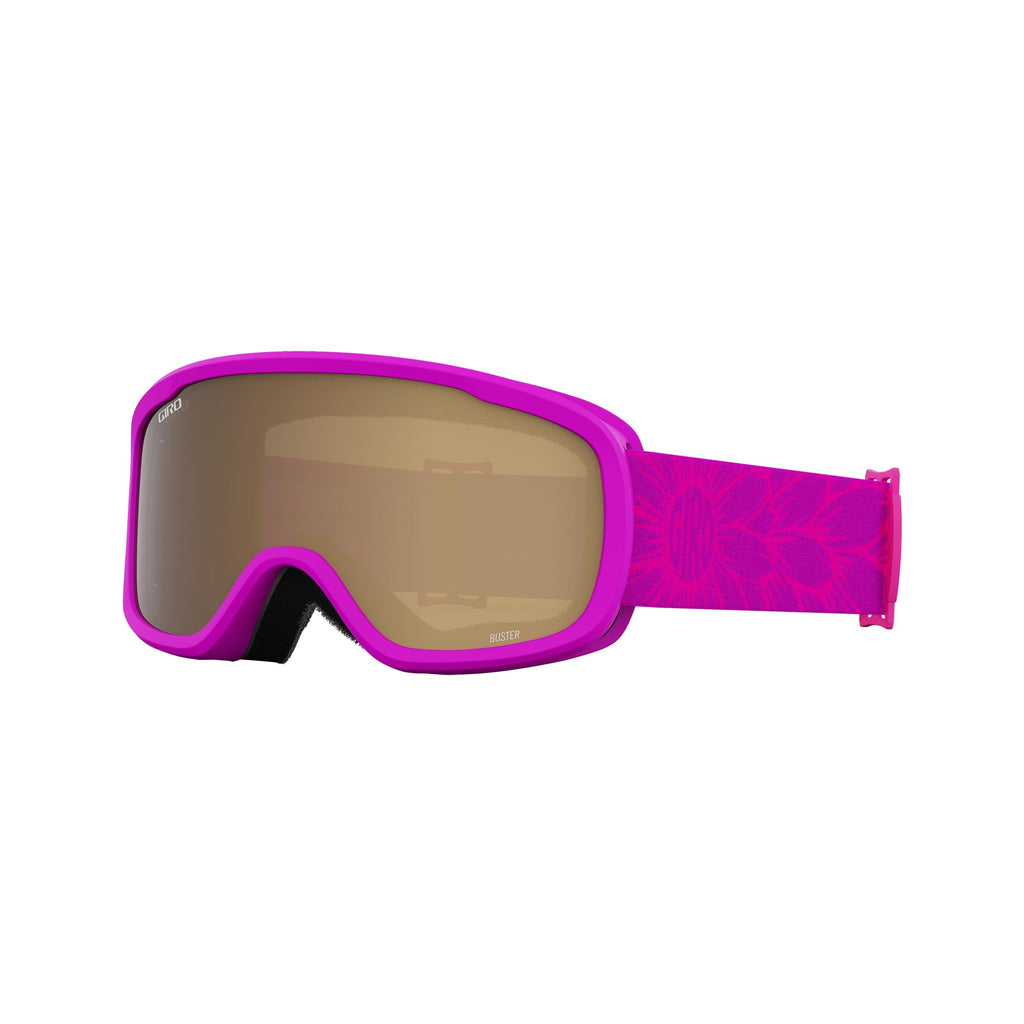 Giro Buster Youth Ski Goggles - Snowboard Goggles For Kids, Boys, And Girls - Purple Bloom Strap With Amber Rose Lens