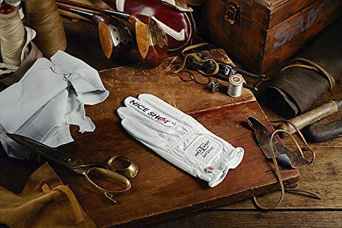 Nice Shot The Bird Golf Glove White Cabretta Leather Men'S Left Hand - Cadet Xlarge