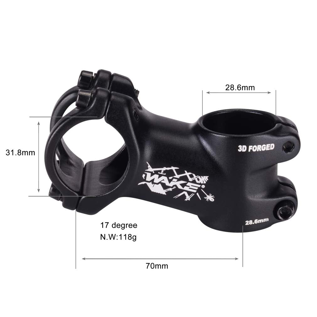 Mtb Stem 31.8 70Mm 17 Degree Bike Stem Wake Mountain Bike Stem Short Handlebar Stem For Most Bicycle, Road Bike, Mtb, Bmx, Fixie