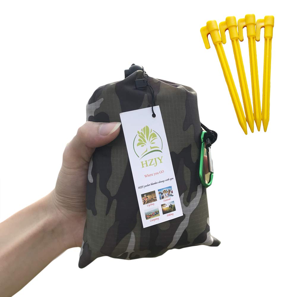 Hzjoyue Outdoor Blanket (71'' X 55'') -Compact, Lightweight, Sand Proof Pocket Blanket Best For The Beach, Hiking, Travel, Campi