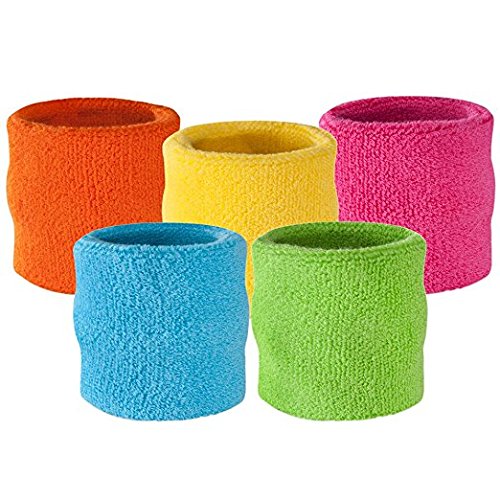 Stoncel 12 Pairs Colorful Sports Wristbands Cotton Sweatband Wristbands Wrist Sweatbands Wrist Sweat Bands For Tennis,Sport, Bas