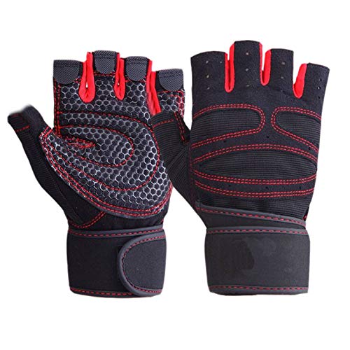 Shivexim Strength Training Workout Gym Gloves Breathable Black & Red(Free Size)
