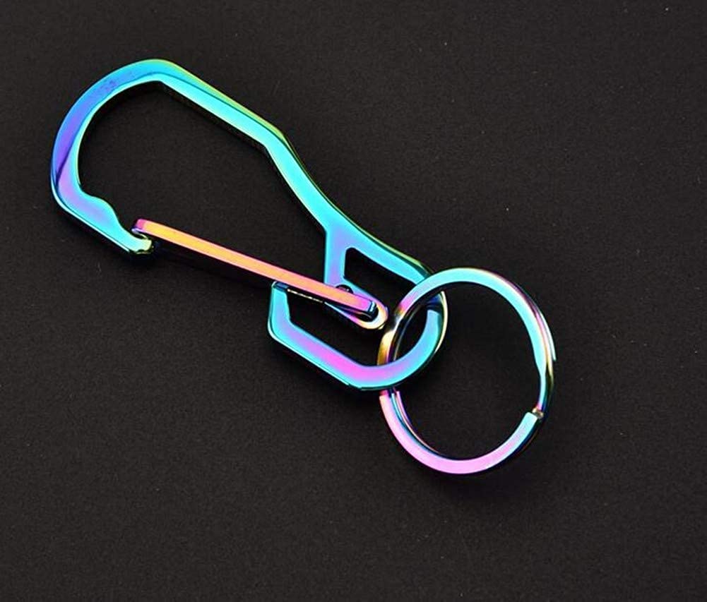 2 Pack Carabiner Clip Retractable Ring Set Titanium Keychain Quick Release Hooks For Men Women