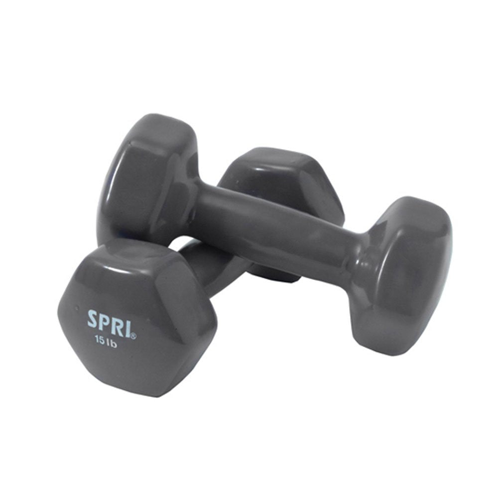 SPRI Dumbbells Hand Weights Set of 2-8 lb Vinyl Coated Exercise & Fitness Dumbbell for Home Gym Equipment Workouts Strength Trai