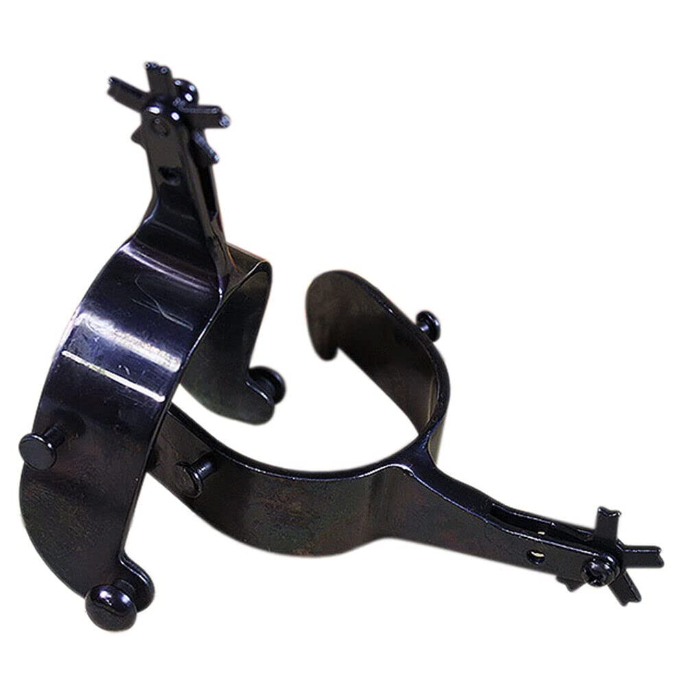 HILASON Black Steel Mens Bull Spur 5 Points Rowel Cowboy Rodeo