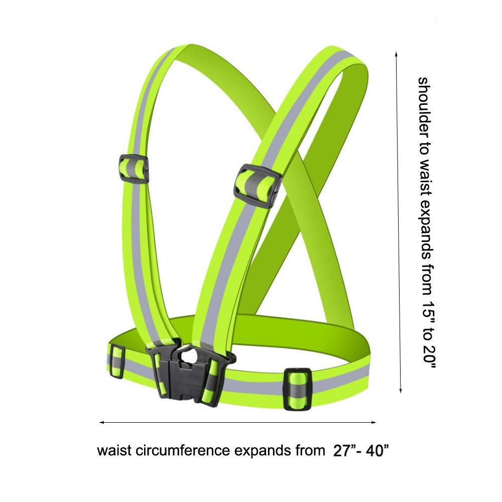 Chiwo Reflective Vest Running Gear 2Pack, High Visibility Adjustable Safety Vest For Night Cycling,Hiking, Jogging,Dog Walking,