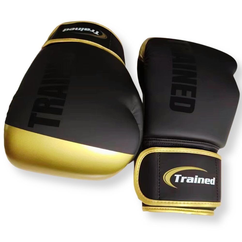 Trained Boxing Gloves 10Oz (Gold & Black)