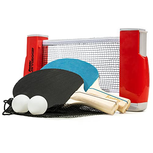 Franklin Sports Table Tennis To Go Portable Ping Pong Net Set - Any Table Top Adjustable, (2) Ping Pong Paddles + (2) Ping Pong 