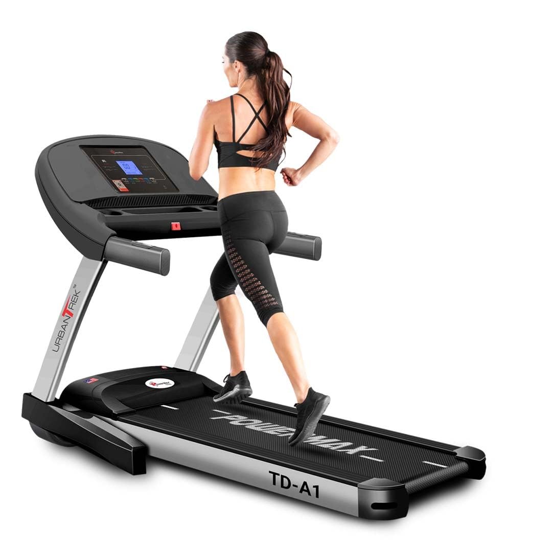 PowerMax Fitness TDA1 (4 HP Peak) Motorised Foldable Treadmill for Home User Wt. 100kg 15 Lvl AutoIncline Running Machine for