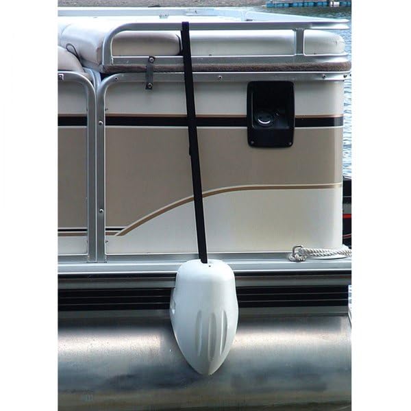Taylor Made Fender For Pontoon Boats, Molded-In Ridge Hook Design, Contoured Shape Hugs Rail Profile, Securing Straps Included,