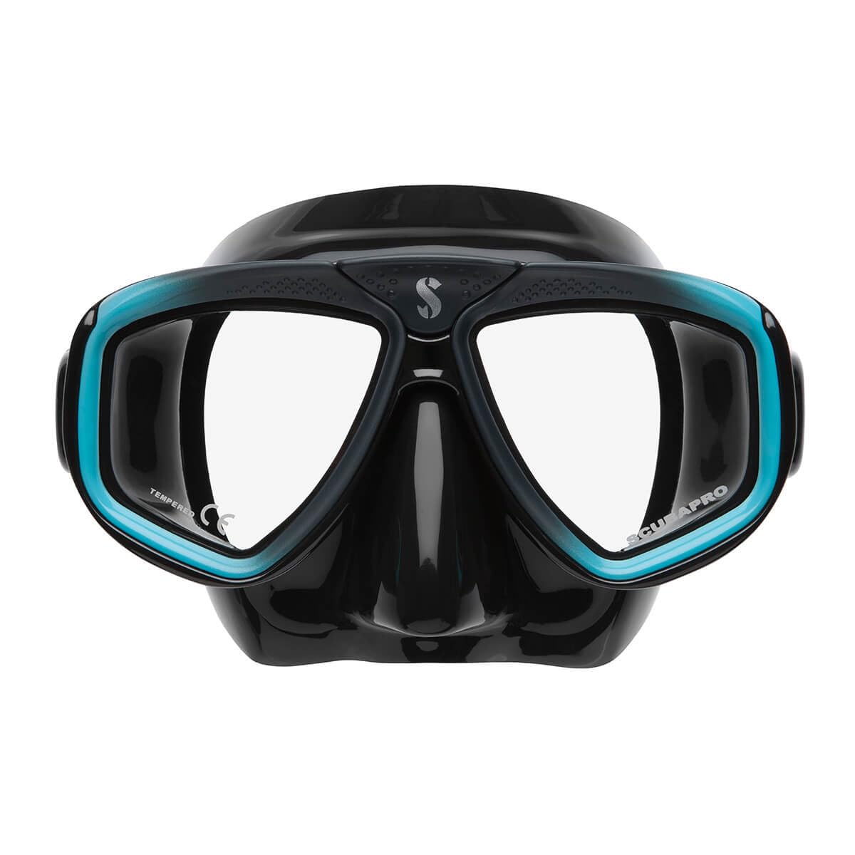 SCUBAPRO Zoom Scuba Mask with Ultra Clear Dual Lens and Lens-Change System for Optical Lenses for Diving, Black/Turquoise