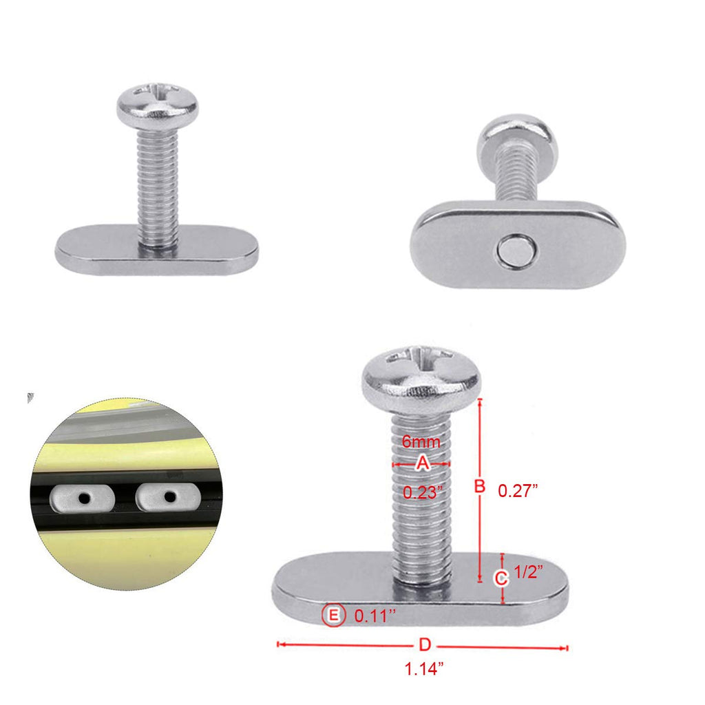 M6X10 Rail Track Screws Track Nuts Hardware Gear Mounting Replacement Kit For Kayak Canoes Boats Rails 4 Pack