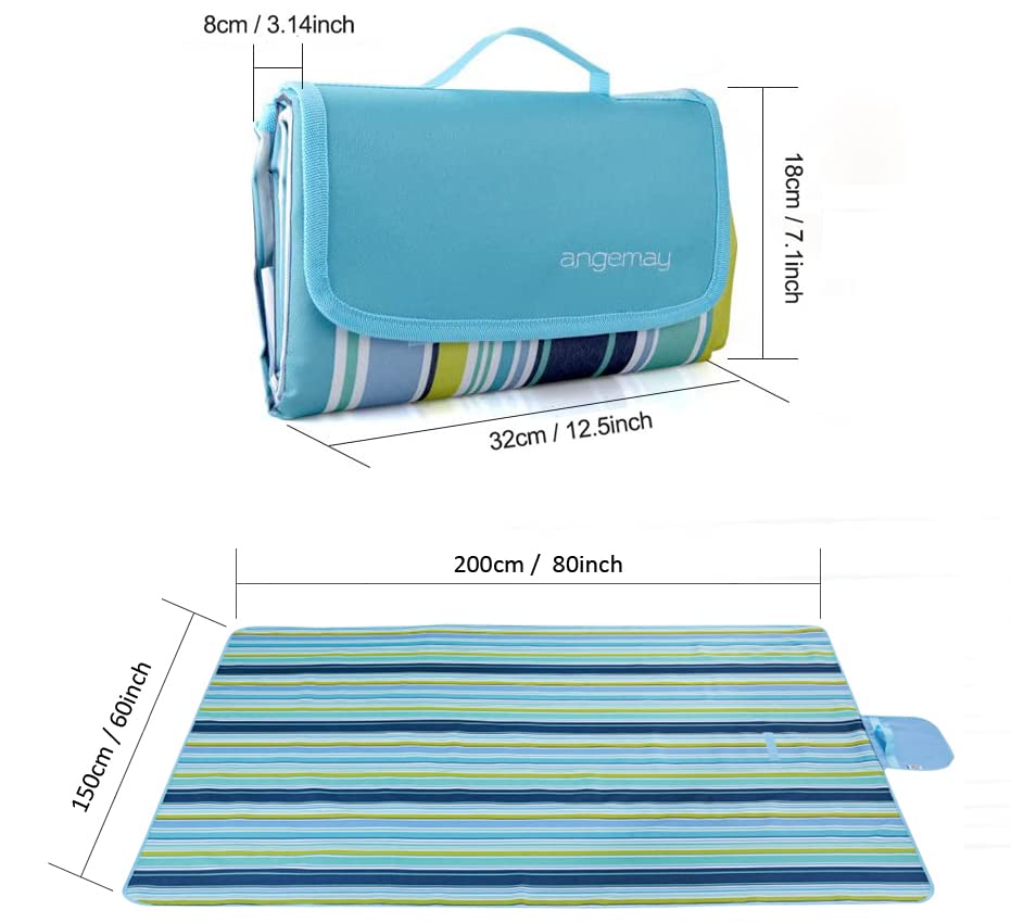 Angemay Outdoor & Picnic Blanket Extra Large Sand Proof And Waterproof Portable Beach Mat For Camping Hiking Festivals