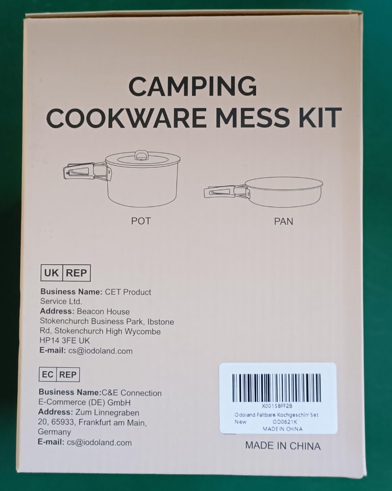 Odoland 15Pcs Camping Cookware Non-Stick Lightweight Camping Pots And Pans Set With Plastic Plates Bowls Soup Spoon For Camping,